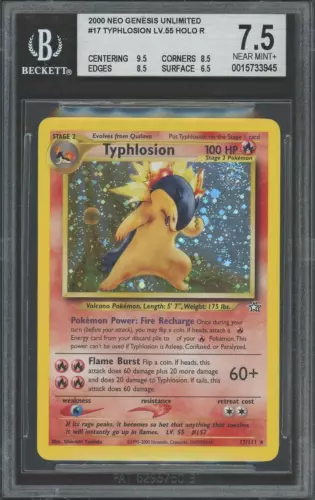 TYPHLOSION Neo Genesis Unlimited Holo #17 BGS 7.5 Vintage Pokemon